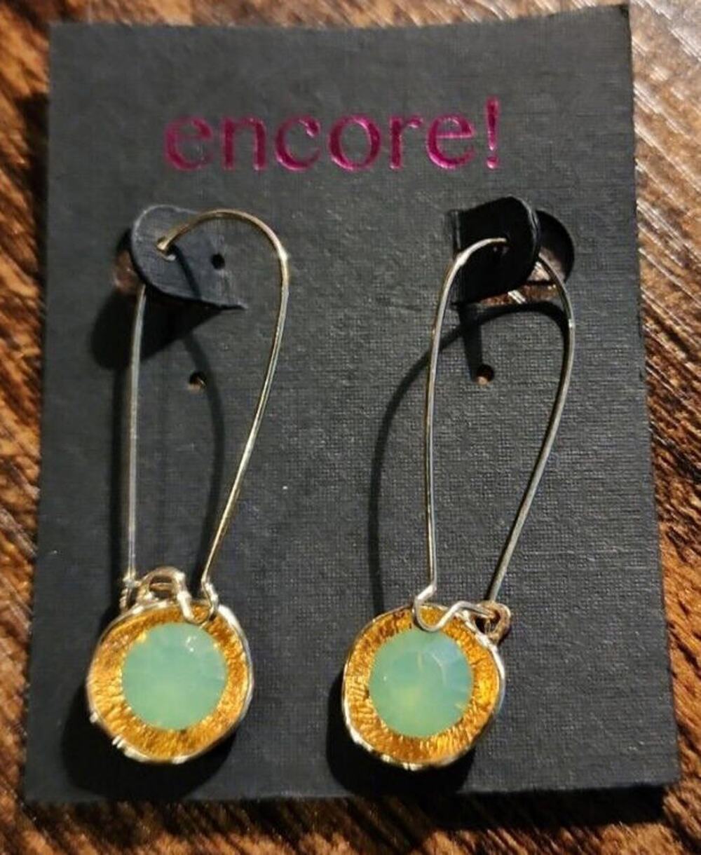 Encore Color Crush ASRT Stylish Gold & Green Stone Drop/Dangle Earrings